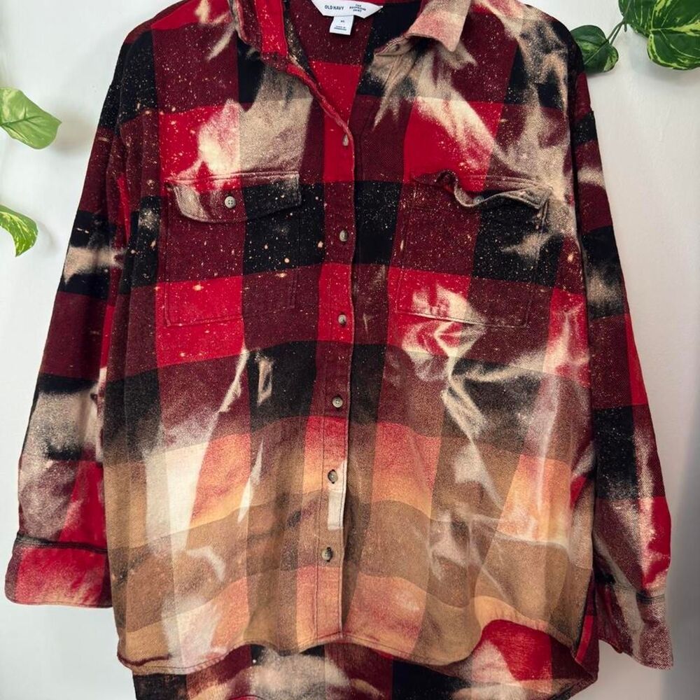 Bleached Flannel Buffalo Plaid Old-navy Unisex Shirt